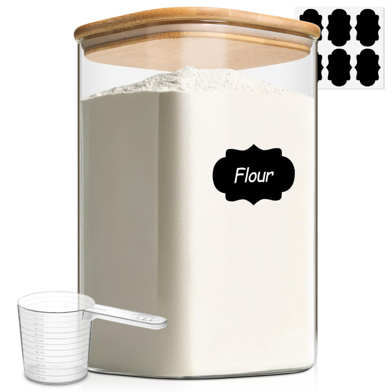 156 contenants en verre pour aliments 156 oz, 1 gallon de farine et des contenants de sucre avec couvercles hermétiques, grands pots en verre carrés avec couvercles en bambou