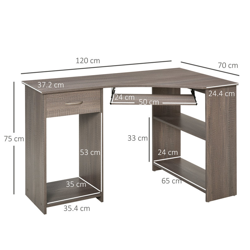 Emmetta L-Shaped Executive Desk, Grey