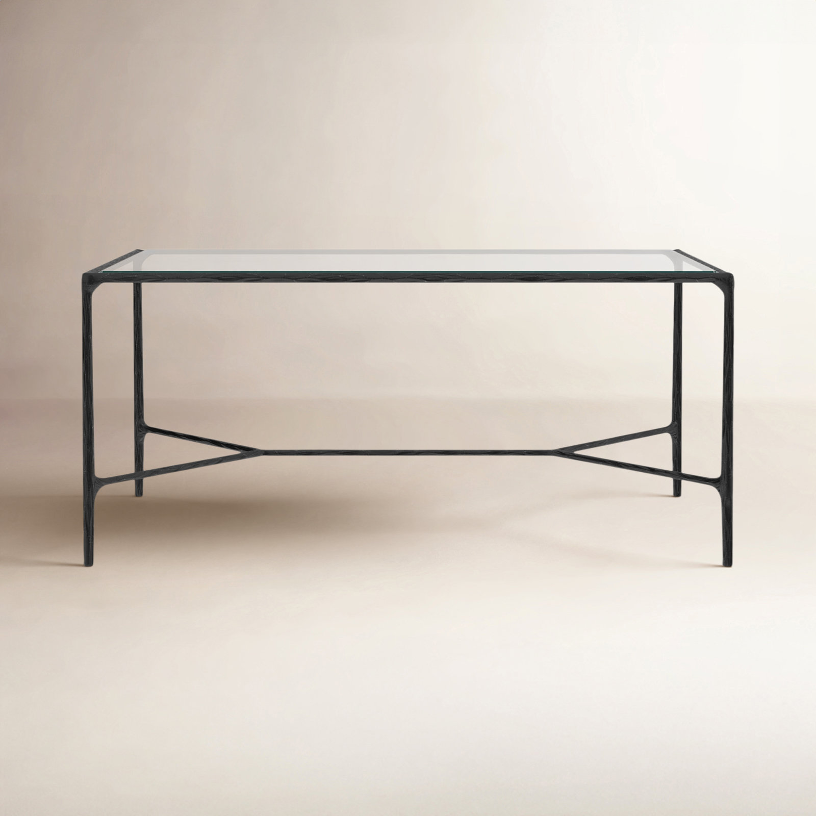 Evelynn 40" Glass Coffee Table, Clear, Black