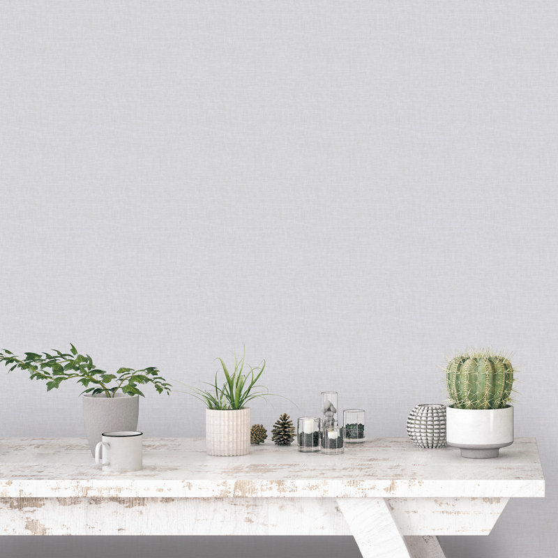 Rouleau de papier peint à motif de lin simple L 33 pi x l 21 po Miniatures, Gris