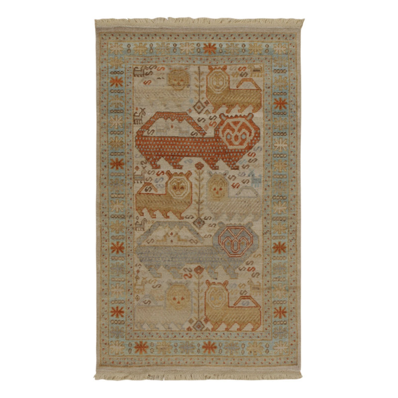 Rug & Kilim’S Tribal Runner In Beige-Brown, Blue And Red Pictorials, Runner 2'6" x 10'