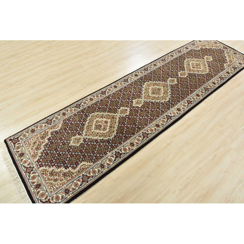 Neille One-of-a-Kind Runner 2'8" X 9'9" New Age Runner Wool Area Rug in Black/White/Brown