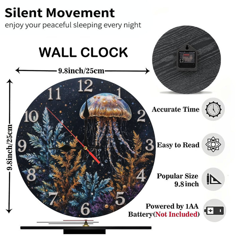 Horloge méduse avec plantes
