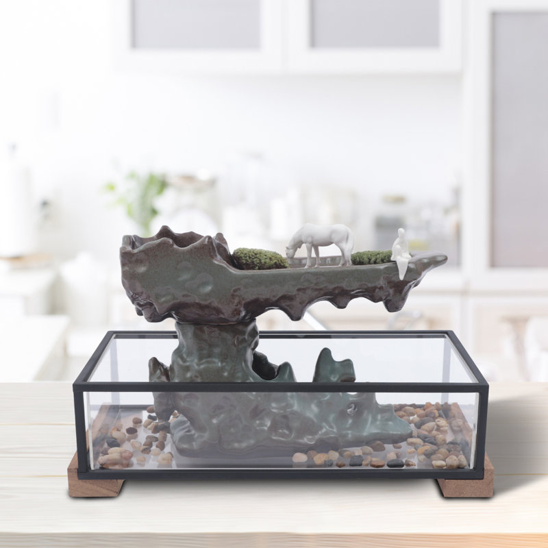 Chez 16.9" Desktop Rockery Fountain Waterfall Resin Home Office Decor