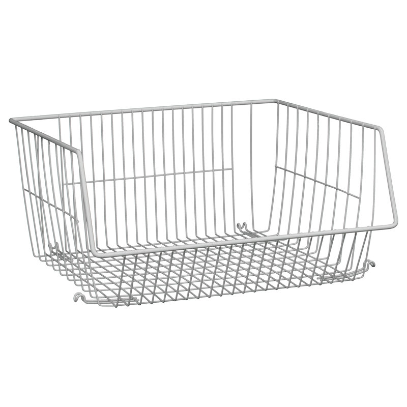 White Steel Stack Or Mount Wire Storage Basket, Set Of 4