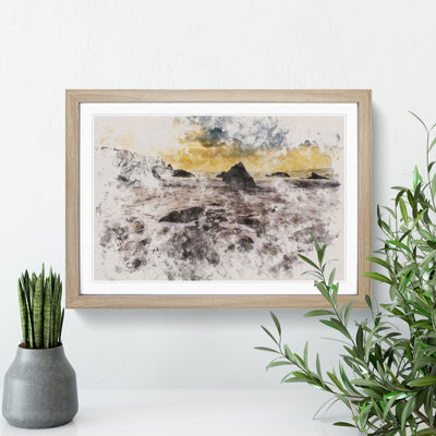 Beach and Rocks Watercolour - Picture Frame Graphic Art