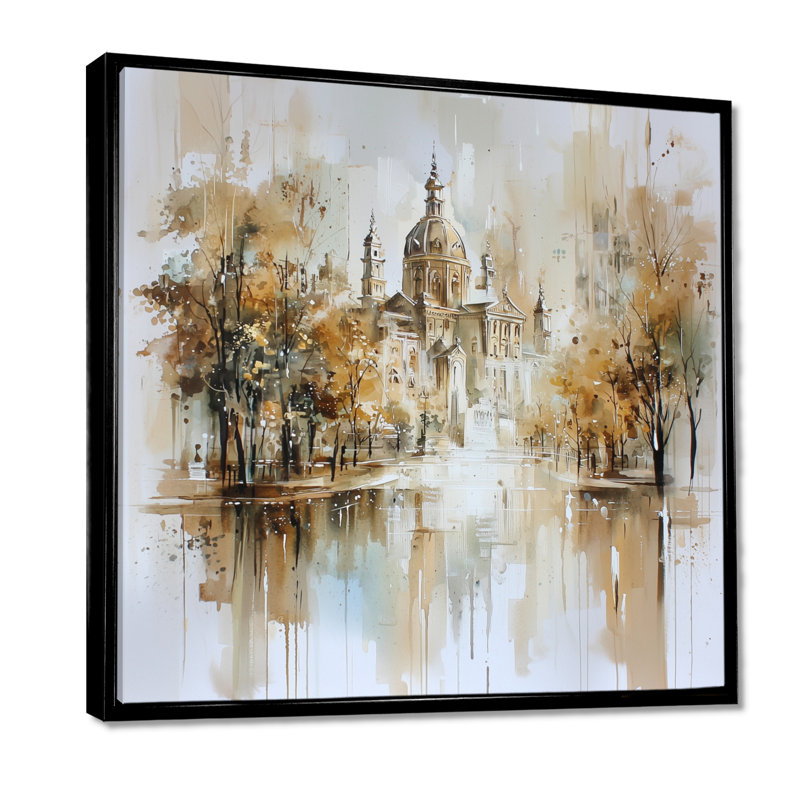 Aquarelle, Amsterdam Soft Dreamy Architecture II - art mural imprimé Amsterdam, H 16 po x l 16 po, Black