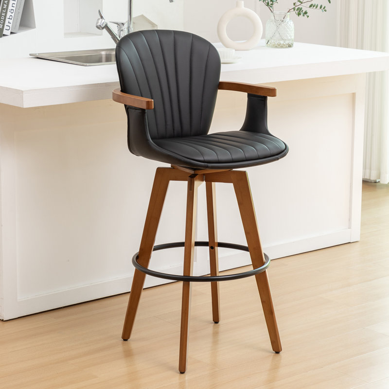 Bartonville Swivel Bamboo Stools, Black, Counter Stool (26.6" Seat Height)
