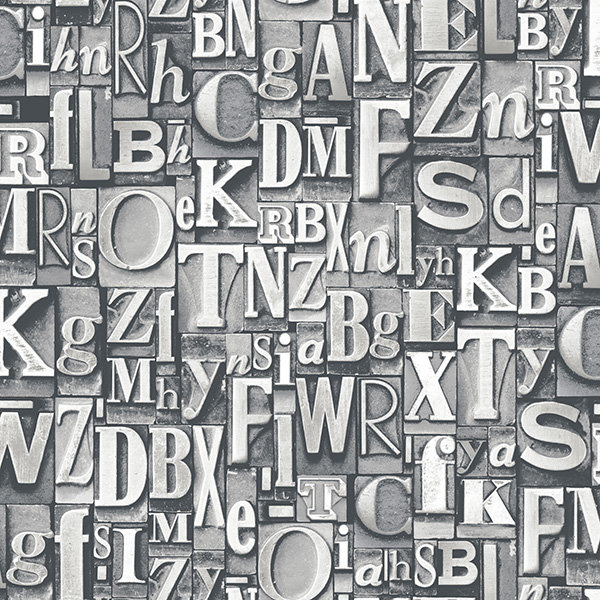 Nostalgie Block Letters Design Wallpaper Roll
