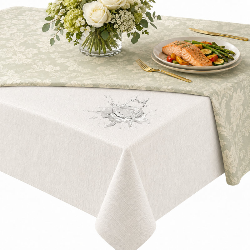 Sous-main de table robuste et détachable avec envers en flanelle, blanc, 132 x 229 cm, 52 po x 90 po