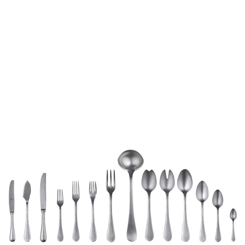 Epoque 113 - Piece Stainless Steel Flatware Set - Service for 12, Pewter