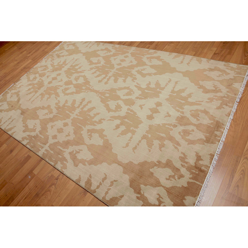 Tapis unique en laine noué à la main brun / beige 6 pi x 9 pi Natailia