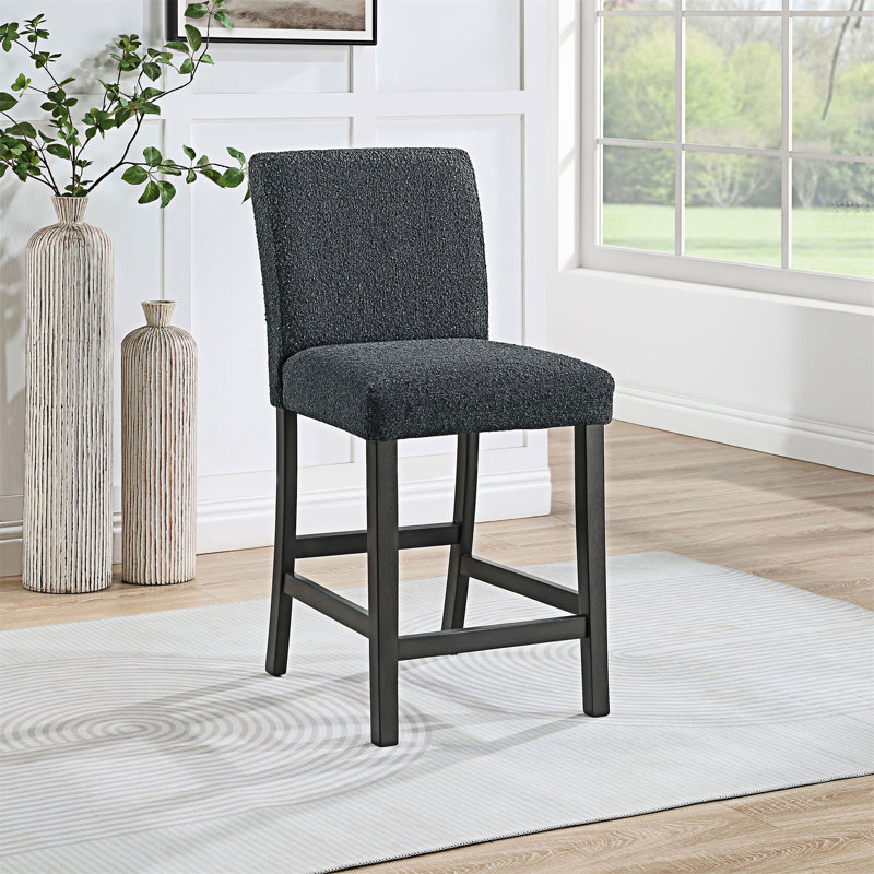 Chaise de comptoir rembourrée (ensemble de 2), Tissu noir