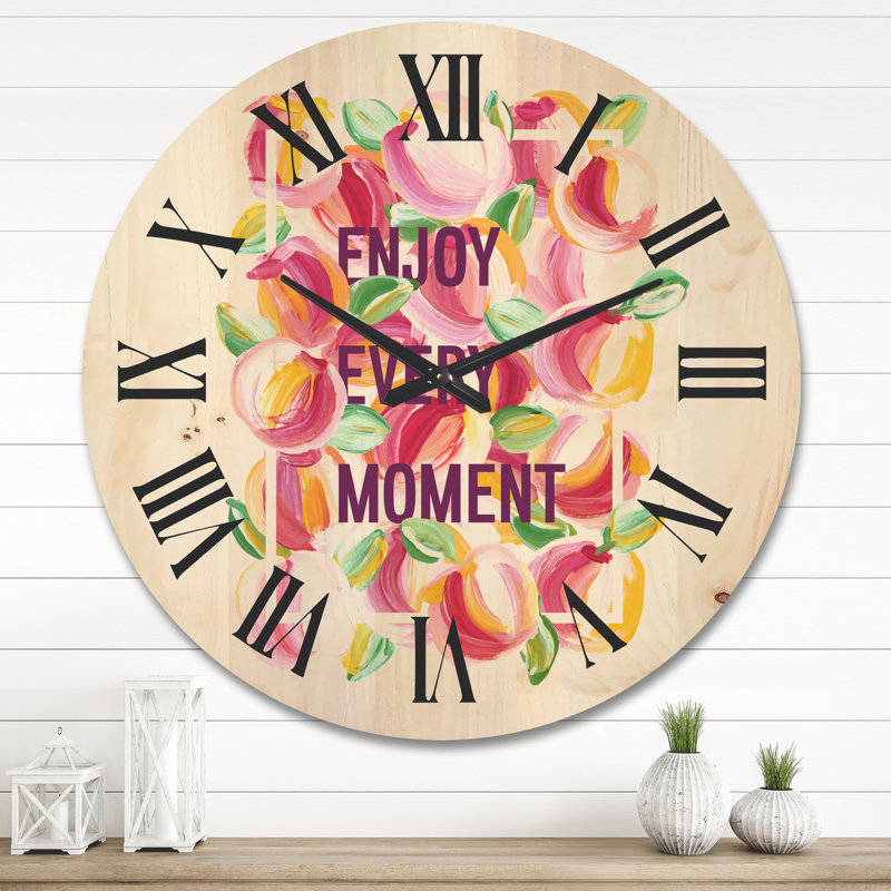 Horloge murale en bois Enjoy Every Moment, Très grand