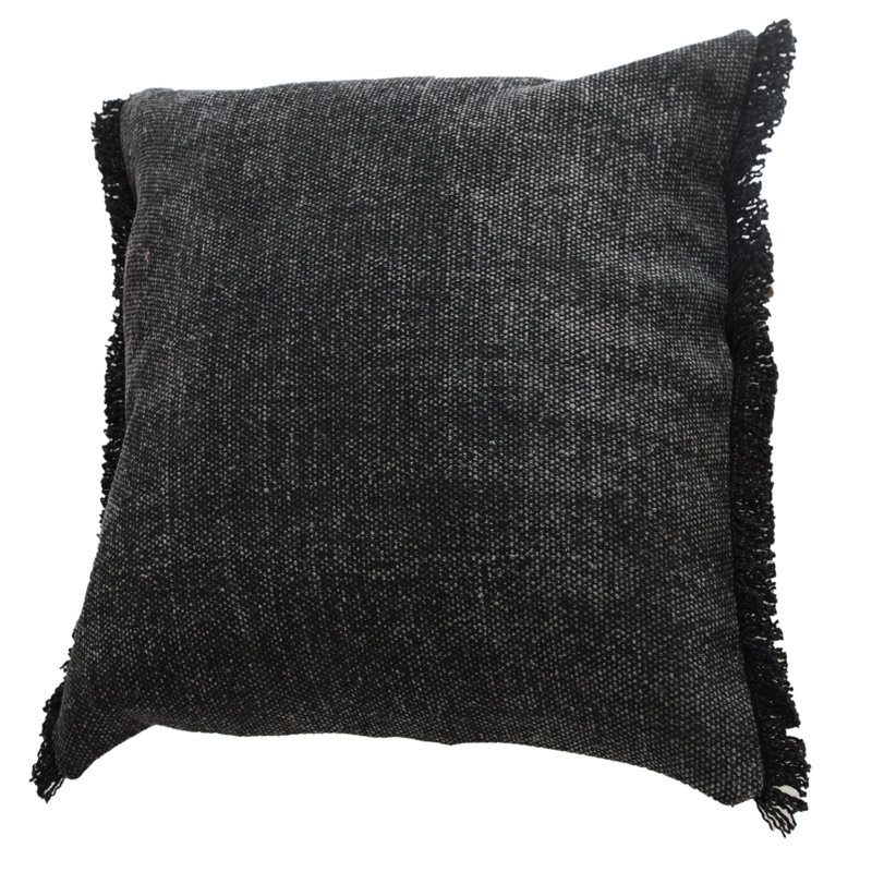 Housse de coussin en coton Neera Adobe, Noir de jais