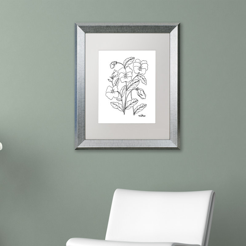 « simple fleur doodle », impression sur toile encadrée, Blanc, H 20 po x l 16 po x P 0,5 po, Toile avec cadre argenté