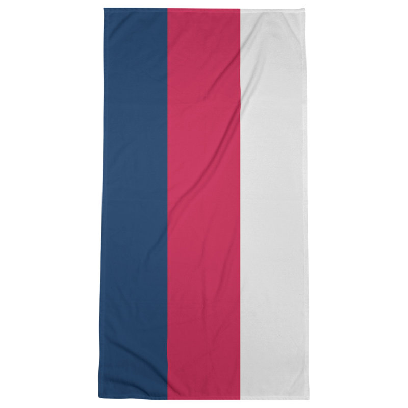 Bath Towel, Microfiber, Navy Blue/Scarlet Red/White