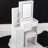 Left Side Bedside Cabinet Vanity With Stool, Extra Large Sliding Led Mirror Touch Control, 2 Ac + Sockets, Hair Dryer Bracket, 3-Color Lights, White Small Snug Cozy Extraordinarily Massive-2054359945