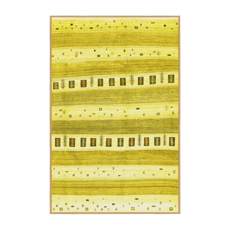 Tapis contemporains jaunes lavables à la machine 318, Rectangle 2 pi x 3 pi