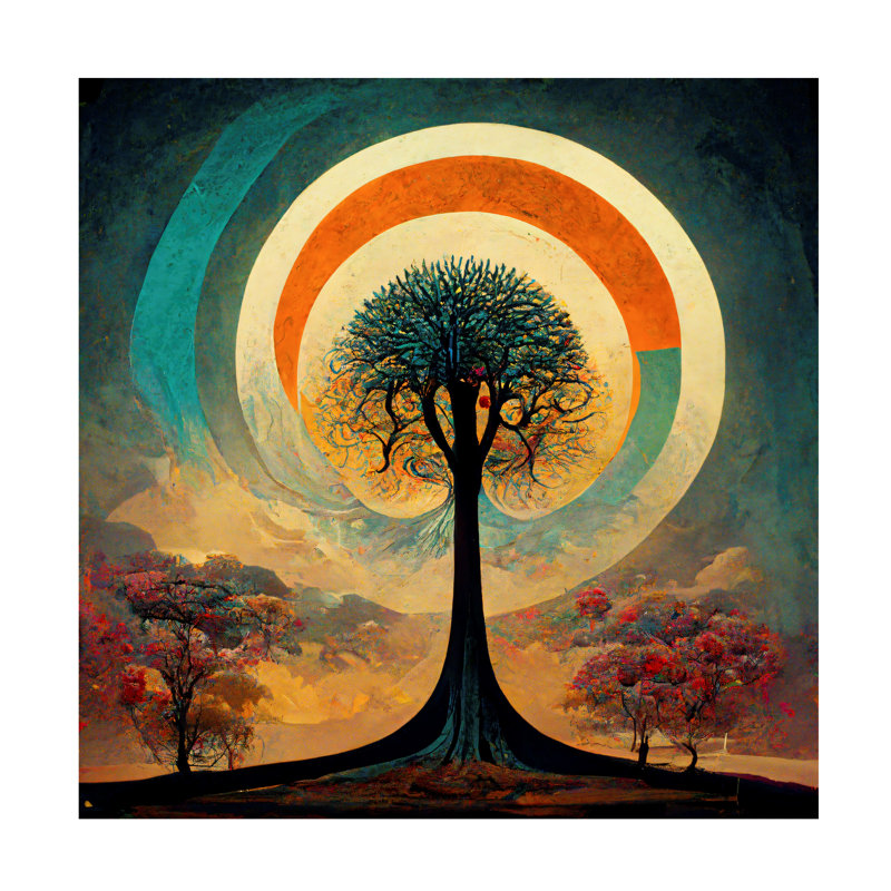 Floral, arbre de vie 15, impression sur toile, H 35 po x l 35 po x P 2 po