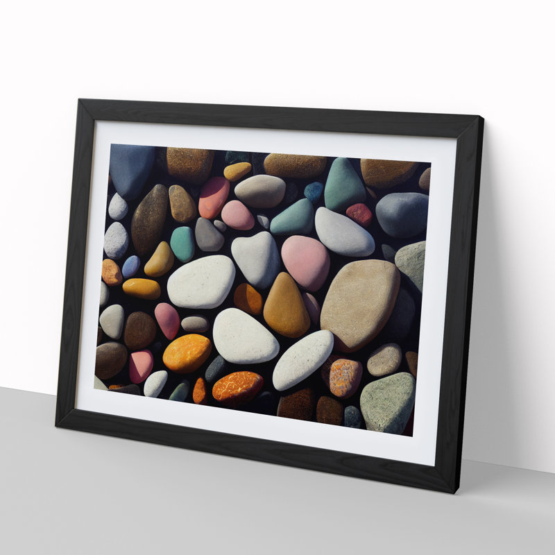 XH1022-6859X Pebbles By The River Vol.2 - Single Picture Frame Print, 34cm H x 46cm W x 2cm D, Black