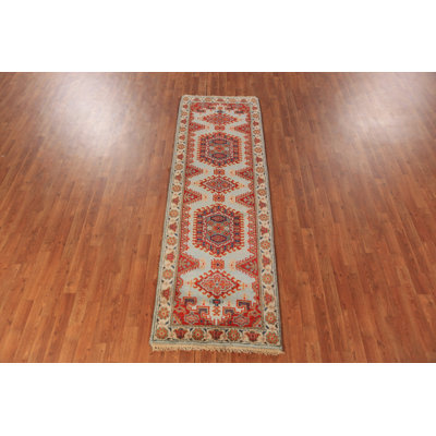 Geometric Wool Traditional Indian Runner Rug 3x8