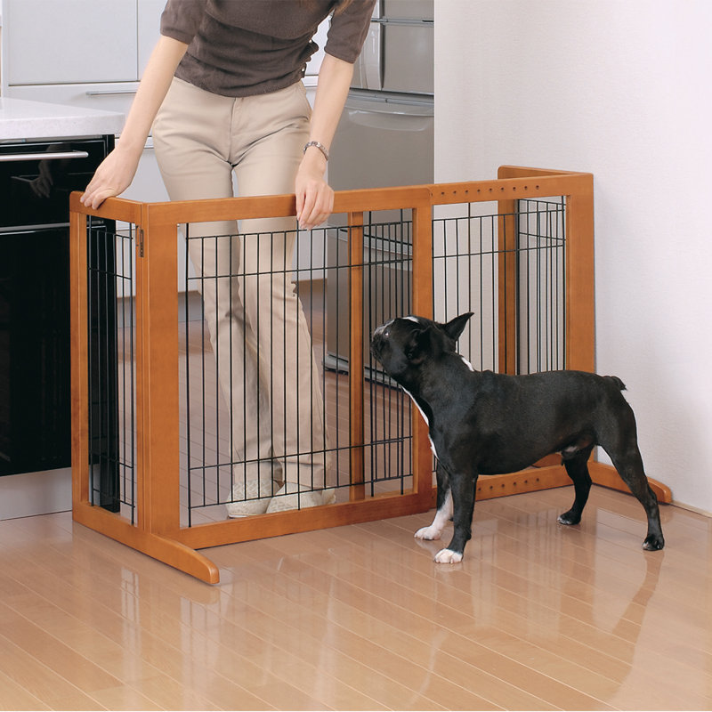 Barrière pour animaux autoportante, Grand (H 27,6 po x l 39,4 à 70,9 po x P 23,6 po), Brun mat