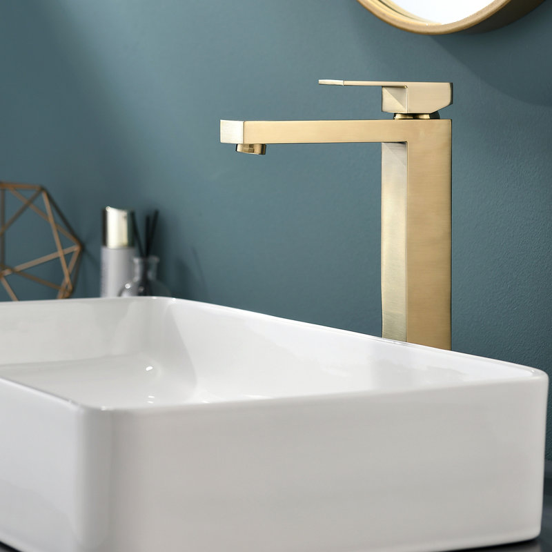 Robinet de salle de bain, robinet pour lavabo de salle de bain, robinet de salle de bain monotrou moderne, Or brossé