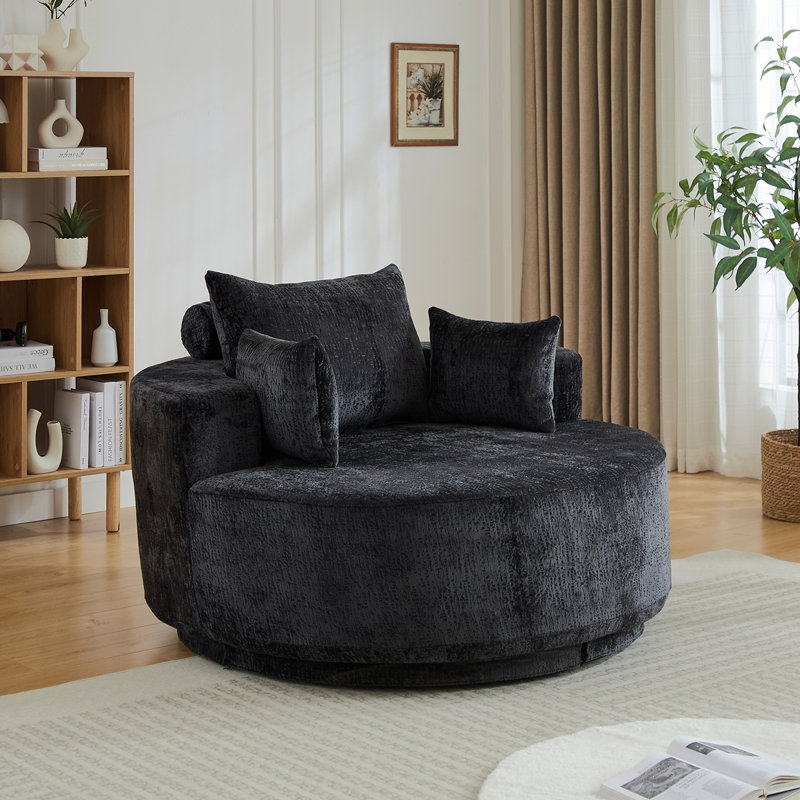 Canapé éponge Boneless, fauteuil-lit moderne moelleux, Chenille beige, Double 35 po x l 55 po x P 55 po
