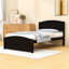 Lit plateforme simple en bois avec tête de lit et lattes robustes-712611025