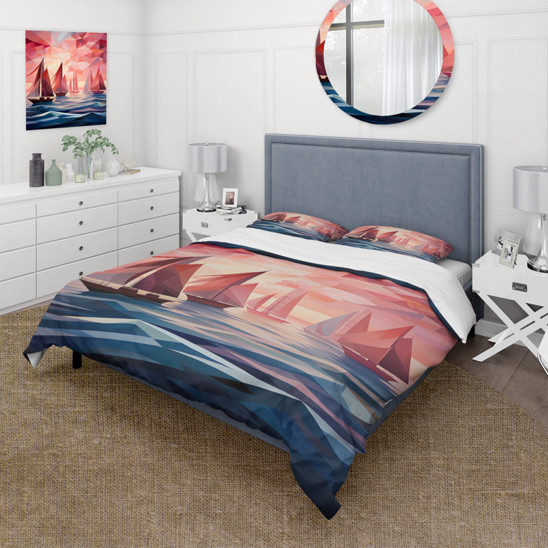 Ensemble de housse de couette Nautical Ship Twilight Sails II - Coastal Sunset