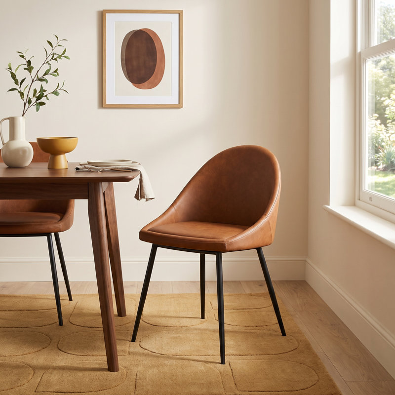 Holmes Vegan Leather Dining Chair, Saddle Tan Vegan Leather