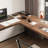 Brown L-Shaped Solid Wood Desks-107848160-107848163