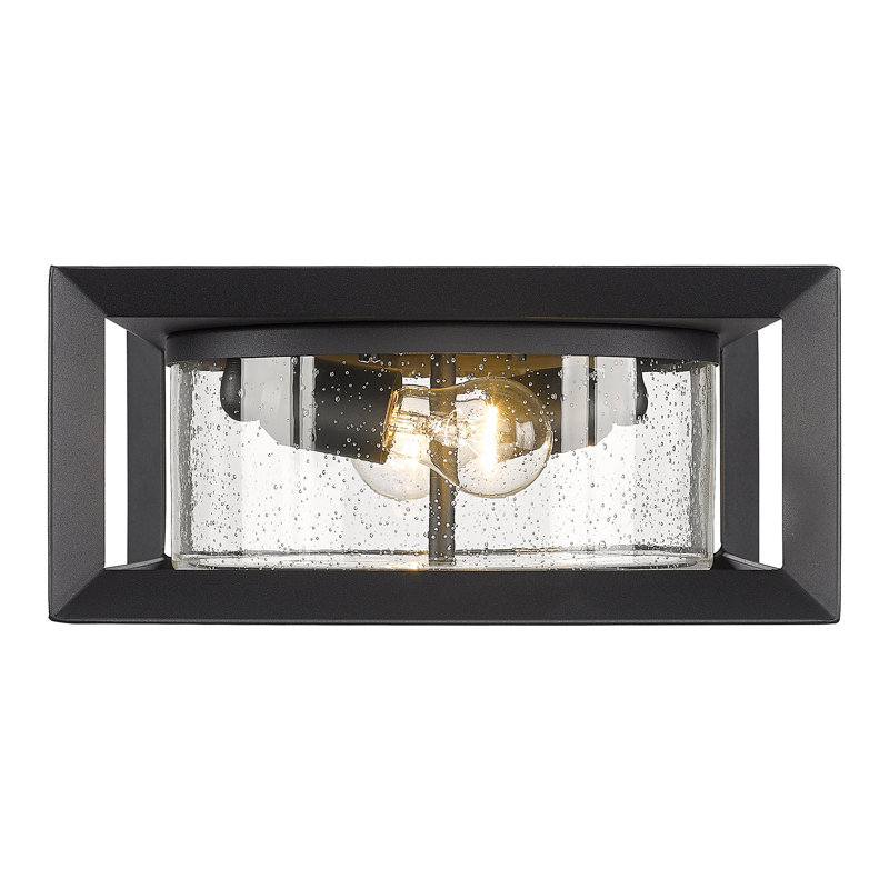 Laurent Steel Wall Light, Seeded Glass, Black
