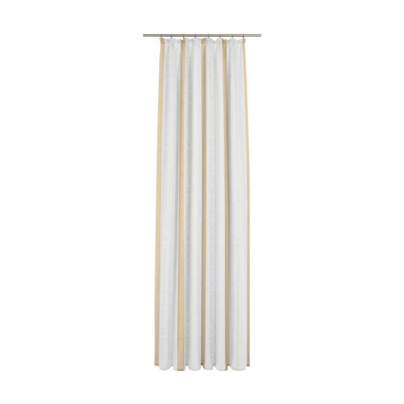 Lambertville Semi Sheer Curtain Single Panel, 450 W x 245 D cm, Gold/White
