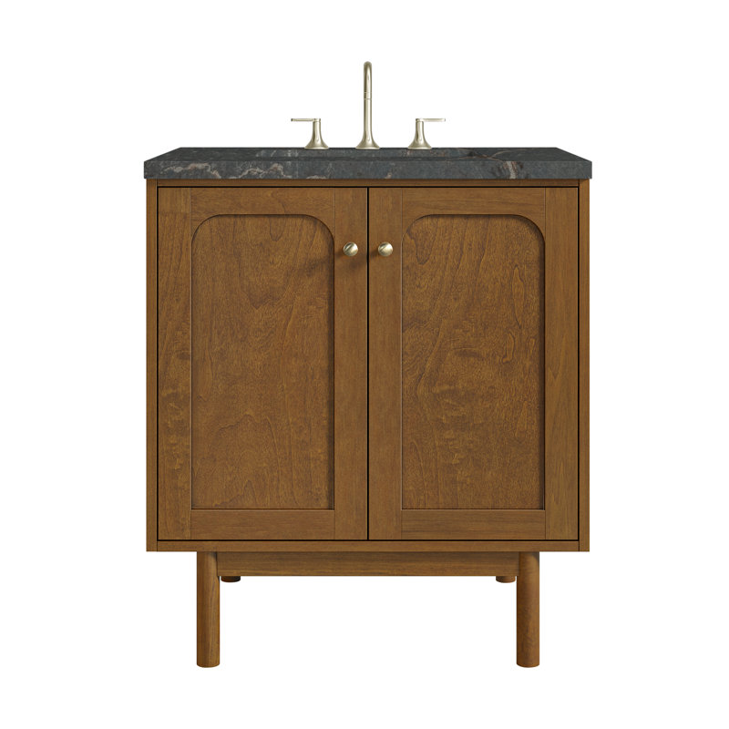 Laurent 30" Single Bathroom Vanity Set, Parisien Bleu, 8" Widespread, Honey Brown