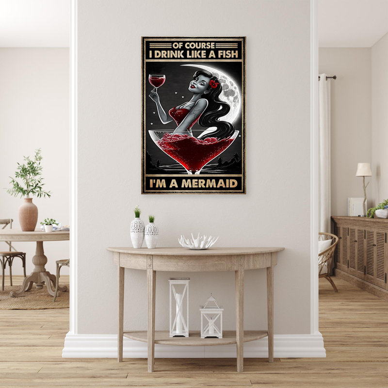 Impression sur toile, «Bascombe I Drink Like A Fish I'm A Mermaid», L 11 po x H 14 po x P 1,25 po