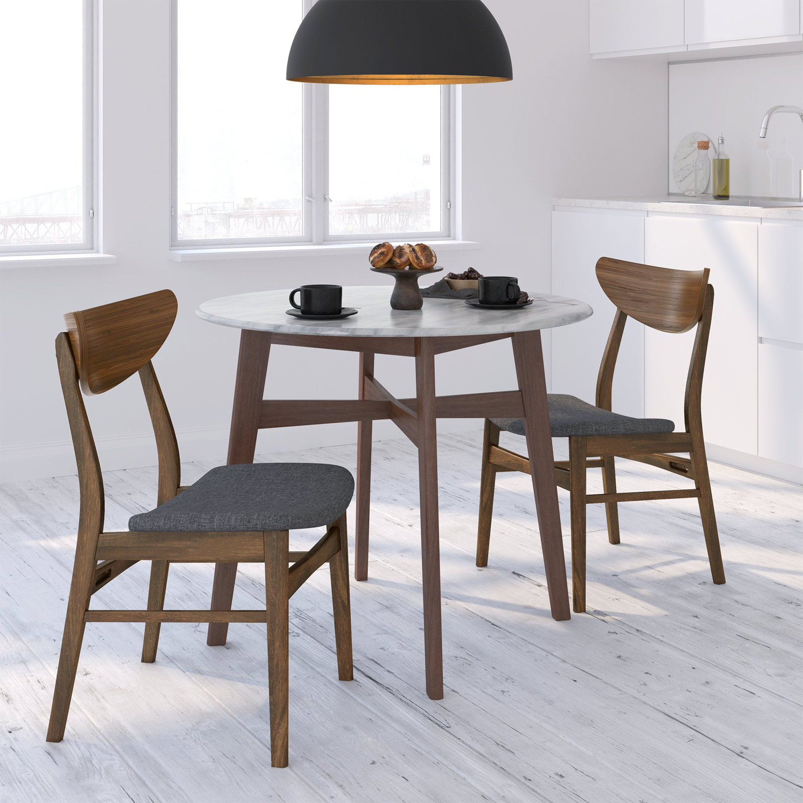 Marstrand Fabric Side Chair in Gray/Brown
