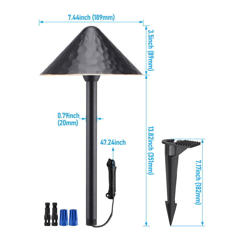 Lampe de jardin DEL basse tension 5 CCT, 12-24 V CA/CC, bordure dorée noire, luminaire en aluminium, Noir, noir, noir, noir