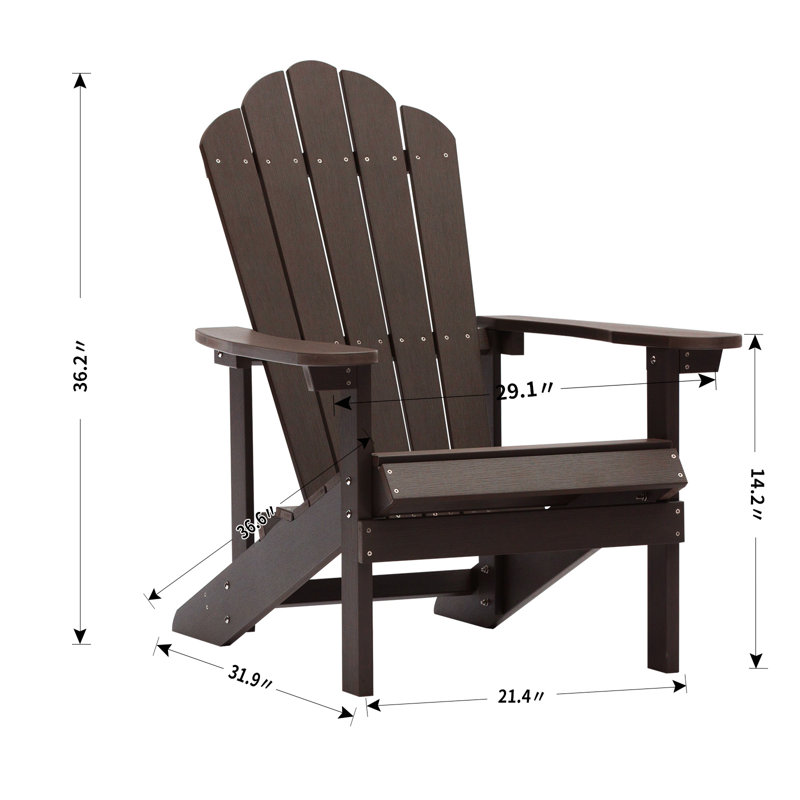 Chaise Adirondack en plastique Keysville, Café