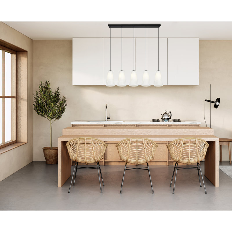 Lustre linéaire à 5 lumières Ceinture, Noir mat, H 11 po x l 6 po x P 42 po