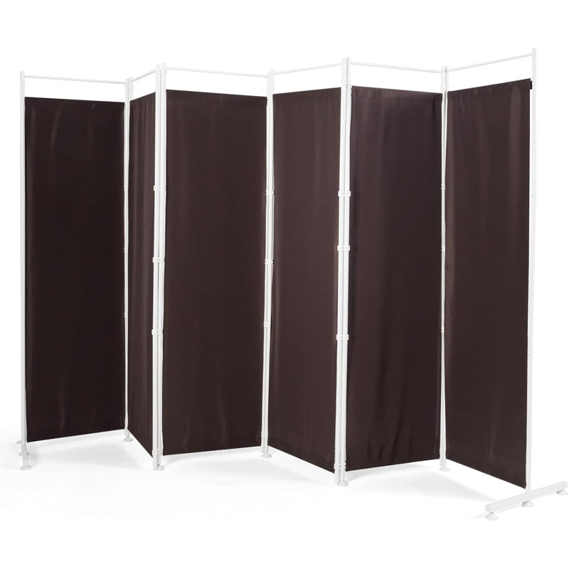 Mohand 300cm W x 180cm H 6 - Panel Folding Room Divider, Brown