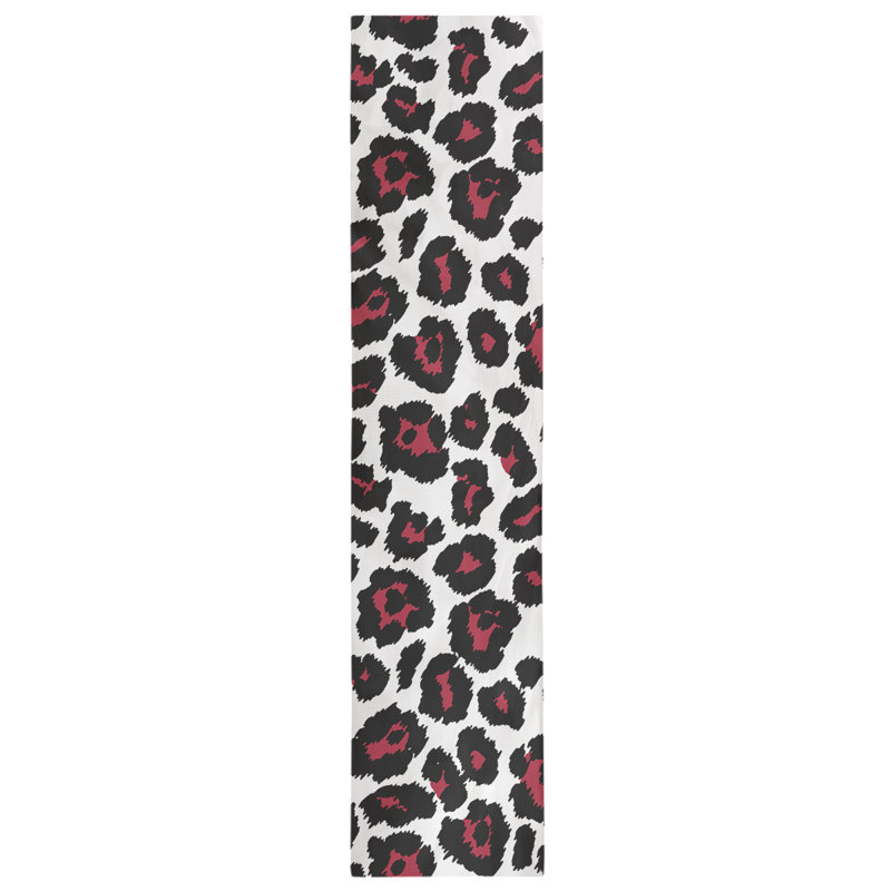 Chemin de table à imprimé animal, 72 po x 16 po, White/Black/Pink