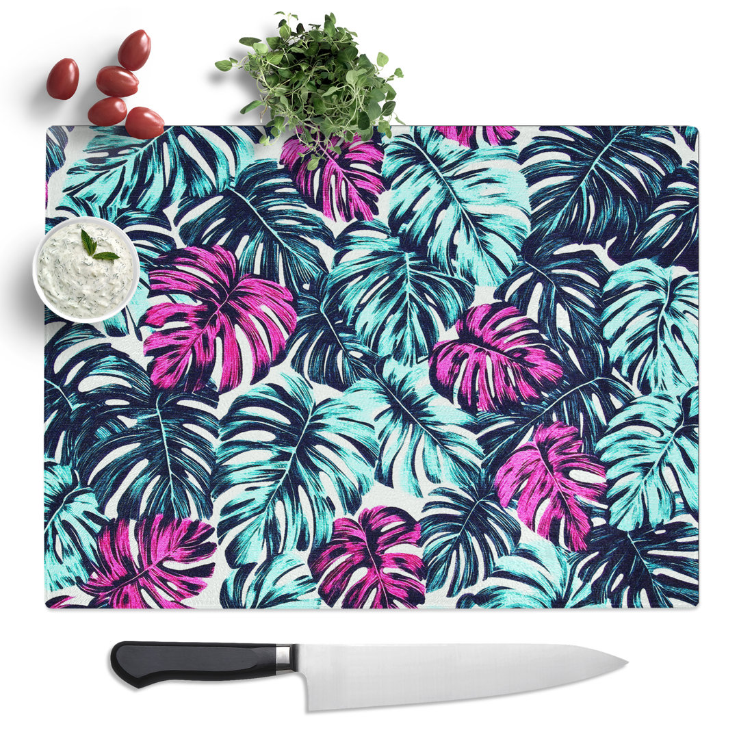 Jungle Leaf Pattern Vol.1  Glass Chopping Board