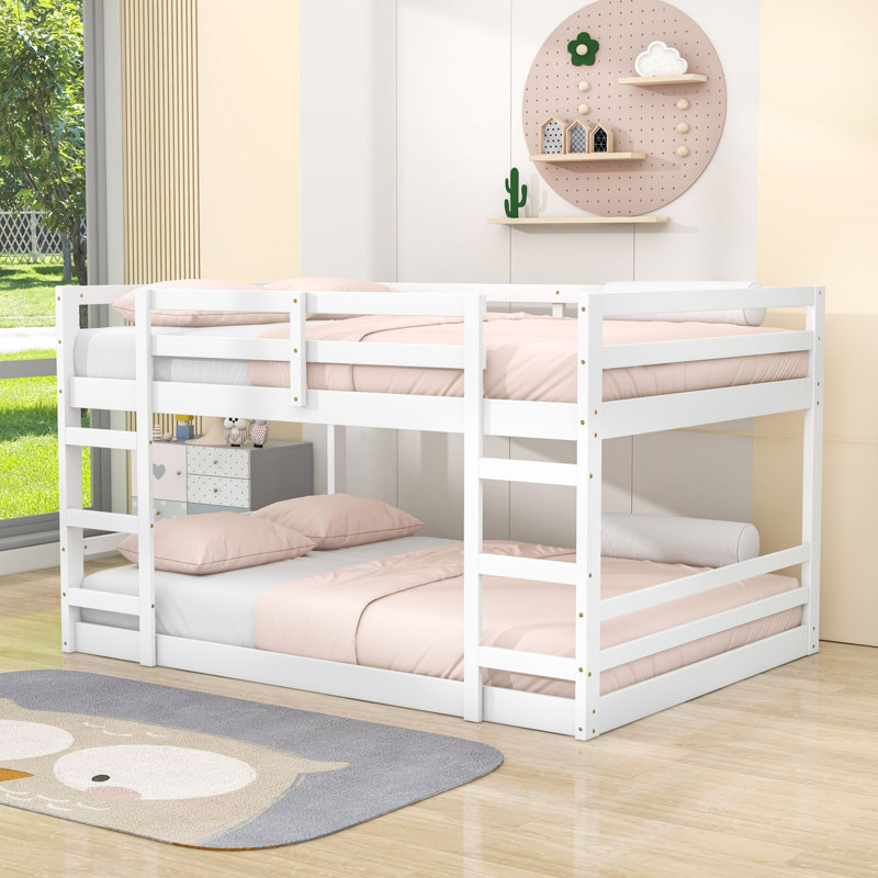 Lit superposé en bois Emirhan, Blanc, Full Over Full