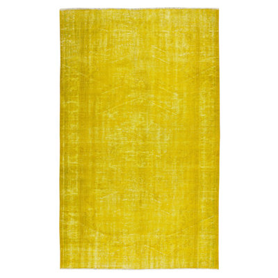 Tapis turc authentique en laine noué à la main de couleur pièce de 5,4 x 8,7 pi surteint en jaune