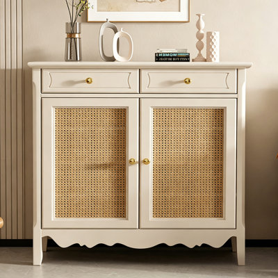 Armoire à chaussures 40,94 "moderne en bois massif minimaliste avec 2 portes et 2 tiroirs, finition beige pour le vestibule