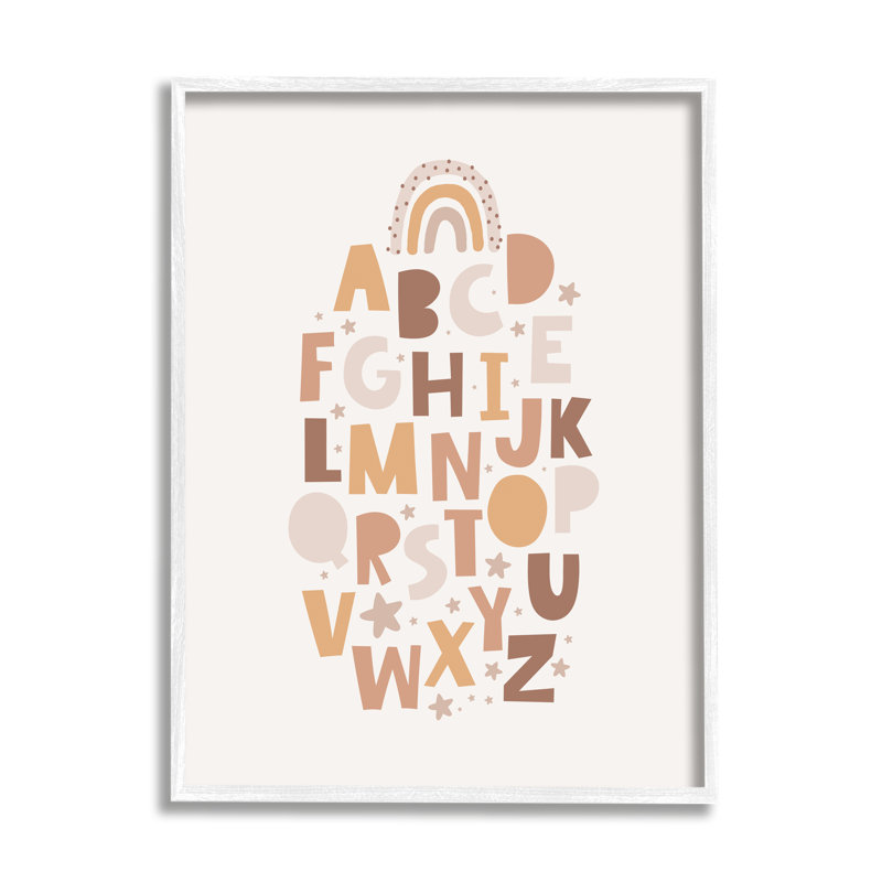 «Mute Alphabet Letters On Wood» par LSR Design Studio Print, Estampe numérique encadrée blanc bord de mer