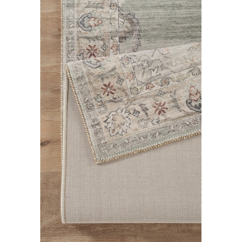 Eisenman Medallion Vintage Green Indoor Area Rug, 7'10"x10'6"