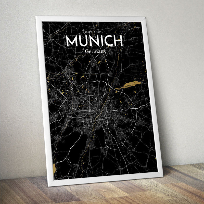 Munich City Map - No Frame Print, 50.8cm H x 40.6cm W x 0.13cm D